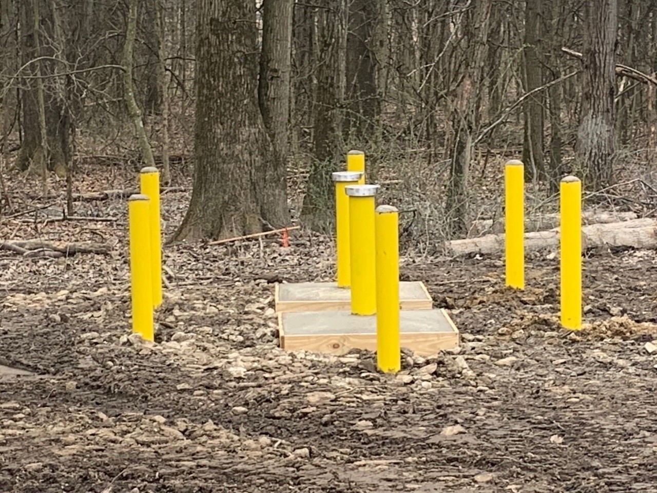A nested set of monitoring wells near Criggy’s Pond west of Butts-Kistler Road